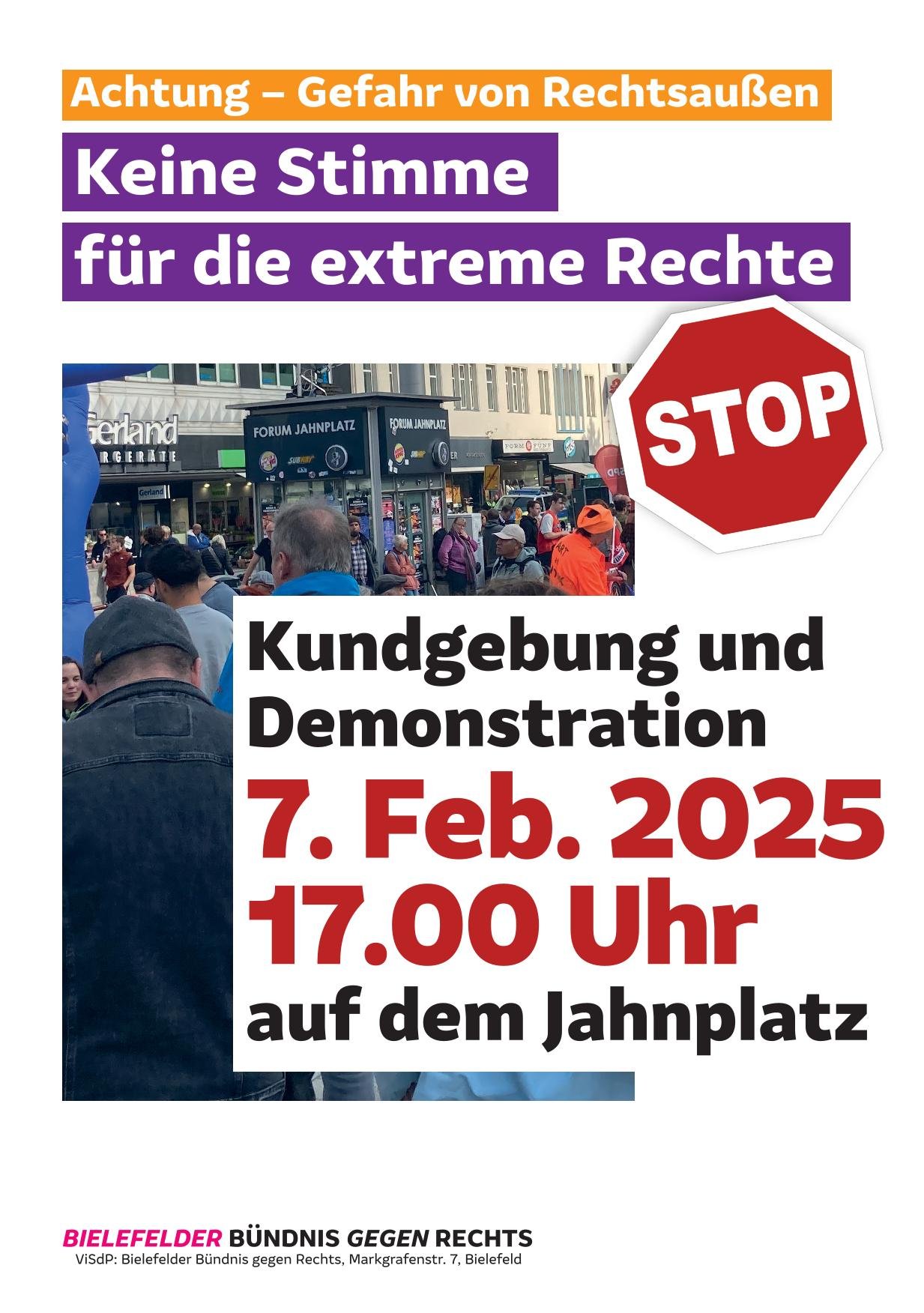 Kundgebung und Demonstration "Keine Stimme für die extreme Rechte"