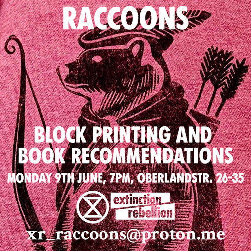 Raccoons block printing